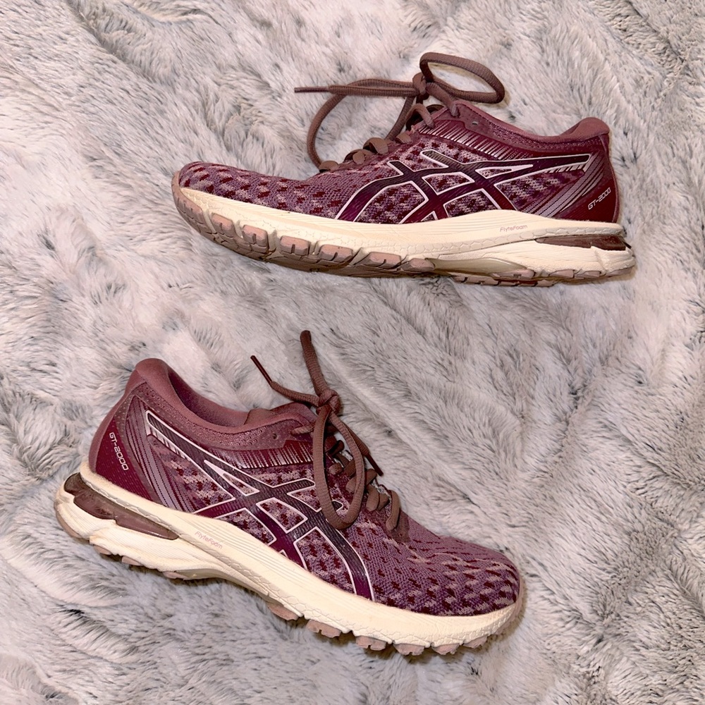 Asics GT-2000 FlyteFoam Pink Purple Knit Athletic Running Shoes Sneakers